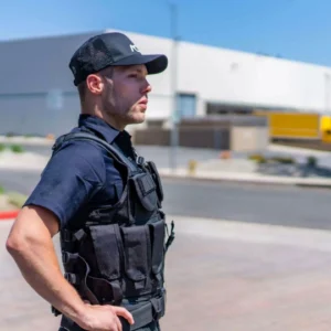 Guardias de seguridad profesionales patrullando instalaciones comerciales en Rancagua